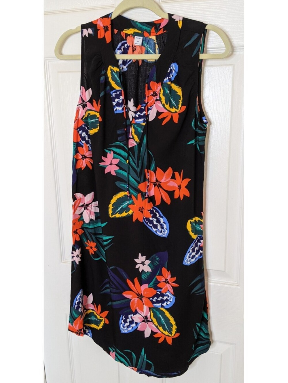 Old Navy Women's Tie Front Tropical Print Sleeveless Shift Dress Size XS